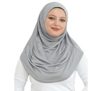 Prien Chic Hijab Für Damen, Türkisch Kopftuch Muslim, Frauen Konfektionskleidung Schal Kleider, Muslim Weicher Jersey Kopftücher, Burka, Easy Hijab Set, Muslimisch Abaya (Grau)