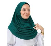 Prien Chic Hijab Für Damen, Türkisch Kopftuch Muslim, Frauen Konfektionskleidung Schal Kleider, Muslim Weicher Jersey Kopftücher, Burka, Easy Hijab Set, Muslimisch Abaya (Smaragd)