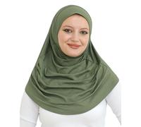 Prien Chic Hijab Für Damen, Türkisch Kopftuch Muslim, Frauen Konfektionskleidung Schal Kleider, Muslim Weicher Jersey Kopftücher, Burka, Easy Hijab Set, Muslimisch Abaya (Khaki)