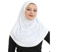 Prien Chic Hijab Für Damen, Türkisch Kopftuch Muslim, Frauen Konfektionskleidung Schal Kleider, Muslim Weicher Jersey Kopftücher, Burka, Easy Hijab Set, Muslimisch Abaya (Weiß)
