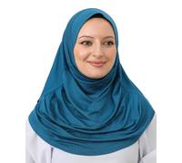 Prien Chic Hijab Für Damen, Türkisch Kopftuch Muslim, Frauen Konfektionskleidung Schal Kleider, Muslim Weicher Jersey Kopftücher, Burka, Easy Hijab Set, Muslimisch Abaya (Türkisblau)