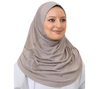 Prien Chic Hijab Für Damen, Türkisch Kopftuch Muslim, Frauen Konfektionskleidung Schal Kleider, Muslim Weicher Jersey Kopftücher, Burka, Easy Hijab Set, Muslimisch Abaya (Heller Nerz)