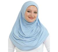 Prien Chic Hijab Für Damen, Türkisch Kopftuch Muslim, Frauen Konfektionskleidung Schal Kleider, Muslim Weicher Jersey Kopftücher, Burka, Easy Hijab Set, Muslimisch Abaya (Blau)