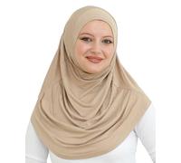 Prien Chic Hijab Für Damen, Türkisch Kopftuch Muslim, Frauen Konfektionskleidung Schal Kleider, Muslim Weicher Jersey Kopftücher, Burka, Easy Hijab Set, Muslimisch Abaya (Bräunen)