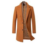 PRIJOUHE Herren Wollmantel Hoodie Lange Trenchcoat Baumwolle Casual Wollmantel Jacke, 03-gelb, M