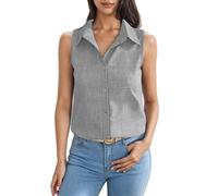 Prime Angebote Des Tages Heute Blitzangebote Black Friday Angebote Leinenbluse Damen Sommer Leinenhemd Ärmellos Button Down Blusen Business Hemd Casual Kragen Hemden Freizeit Leichte Oberteil Sale