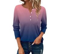 Prime Angebote Des Tages Heute Blitzangebote Tshirt Damen, Blusen & Tuniken Für Damen, Langarm Tshirt Rundhals Mit Knopfleiste Oberteile Sommer Langarmshirt Tunika Pullover Sportshirt Outlet Shop