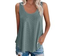 Prime-Day-2025-Angebote Damen Tank Top U-Ausschnitt Elegantes Top Lockerer Ärmellos Damenweste Einfarbig Shirts Häkel Tunika Oberteile Sexy Tanktops Spitzenoberteil Leichtes Sommer Basic Tops