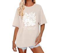 Prime-Day-2025-Angebote Oversize Shirt Damen Tshirt Sommer Fox Bedrucken T-Shirt Rundhals Vintage Tshirts Baumwolle Kurzarm Basic Oberteile Lässig Tops Tee Shirts Bluse für Damen Teenager Mädchen