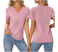 Prime of Day 2025 Angebote Tshirt Individuell Bedrucken Lassen Damen Selbst Gestalten Vorne/Hinten Bedruckt T-Shirt Casual V-Ausschnitt T Shirt Persönlichkeit Exklusive Individualisierung