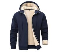 PrimeCrest Hoodie Herren Fleecejacke Kapuzenjacke Kapuzenpullover Pullover Winterjacke Sweatjacke Winter Zip Fleece Sherpa Hoody Männer Warm Baumwolle Jacke Gefüttert Solid Thermo Hoodies Blau 2XL