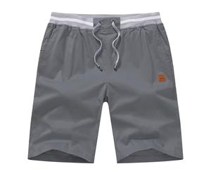 PrimeCrest Kurze Hosen Herren Shorts Sommer Bermuda Chino Baumwolle mit Taschen Outdoor Stretch Shorts Männer Gummizug mit Tunnelzug Knielange Sport Baggy Gym Sweat Freizeitshorts Grau 2XL