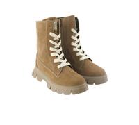 PRIMIGI PND 23774 Maedchen Winterstiefel Veloursleder | Stiefeletten, Glitzer, Fango Nude, Braun, Schnürung, seitlicher Reißverschluss, Kinder, Schuhe