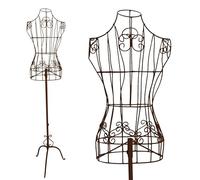 PrimoLiving Metall Schneiderpuppe Ana in Antik-Braun - höhenverstellbare Vintage Kleiderpuppe - ideal als weibliche Schaufensterpuppe oder Kleiderständer - P-12437