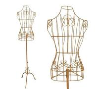 PrimoLiving Metall Schneiderpuppe Ana in Gold - höhenverstellbare Vintage Kleiderpuppe - ideal als weibliche Schaufensterpuppe oder Kleiderständer - P-12895