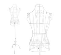 PrimoLiving Metall Schneiderpuppe Ana in Weiß - höhenverstellbare Vintage Kleiderpuppe - ideal als weibliche Schaufensterpuppe oder Kleiderständer - P-05941