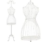 PrimoLiving Metall Schneiderpuppe Cleo in Antik-Weiß mit Garderobenhaken und Stauraum - Vintage Kleiderpuppe - ideal als weibliche Schaufensterpuppe oder Kleiderständer - P-14134