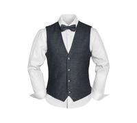 Prince Bowtie Regular Fit Set Weste, Fliege, Einstecktuch dunkelgrau, Einfarbig