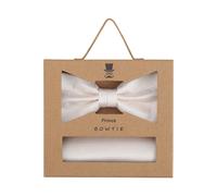 Prince Bowtie Set Fliege, Einstecktuch ecru, Gemustert