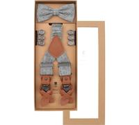 Prince Bowtie Set Hosenträger, Fliege grau, Einfarbig