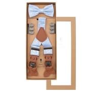 Prince Bowtie Set Hosenträger, Fliege hellblau, Paisley