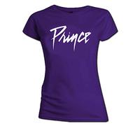 Prince Offizielles Damen Skinny T-Shirt Revolution Signature Logo Lila Gr. 34, violett