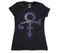 Prince T Shirt Purple Symbol Diamante Logo Nue offiziell Damen Skinny Fit S