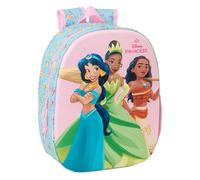 Princesas Disney 3D Schulrucksack, mit 3D-Design, anpassbar an den Wagen, ideal für Kinder verschiedener Altersgruppen, bequem und vielseitig, Qualität und Widerstandsfähigkeit, 27 x 10 x 33 cm