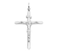 PRINS JEWELS 14 Karat 585 Gold Anhänger Kreuz Mit Jesus Weißgold Unisex (25 Millimeter)