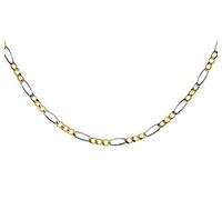 PRINS JEWELS 14 Karat 585 Gold Italienisch Flach Figaro Gelbgold Weißgold Bicolor Unisex Kette - Breite 3 mm (45)