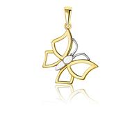 PRINS JEWELS Kleine schmetterling Bicolor Anhänger 14 Karat 585 Gelbgold Weißgold