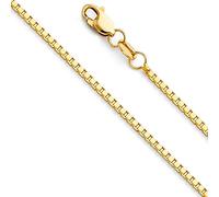 PRINS JEWELS Massive 18 Karat / 750 Gold Venezianer Box Kette Gelbgold -1 mm Breit - Verschiedene Längen (50)