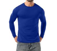 PrinStory Thermounterwäsche Herren Langarm Thermoshirt Rundhals Thermooberteile Bequem Thermo Unterwäsche Atmungsaktiv Baselayer (Königsblau, L)