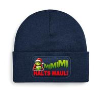 Print Deluxe Beanie Mütze MiMiMi Halts Maul! Muffel Strickmütze, Wintermütze, Wollmütze, Kappe | Unisex Soft Touch warm | One Size, Einheitsgröße dehnbar (Navy)
