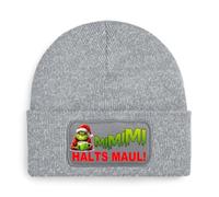 Print Deluxe Beanie Mütze Muffel MiMiMi Halts Maul! Strickmütze, Wintermütze, Wollmütze, Kappe | Unisex Soft Touch warm | One Size, Einheitsgröße dehnbar Geschenk Idee (Grau)