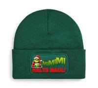 Print Deluxe Beanie Mütze Muffel MiMiMi Halts Maul! Strickmütze, Wintermütze, Wollmütze, Kappe | Unisex Soft Touch warm | One Size, Einheitsgröße dehnbar Geschenk Idee Weihnachten (Grün)
