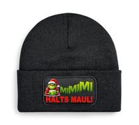 Print Deluxe Beanie Mütze Muffel MiMiMi Halts Maul! Strickmütze, Wintermütze, Wollmütze, Kappe | Unisex Soft Touch warm | One Size, Einheitsgröße dehnbar Geschenk Idee (Schwarz)