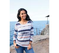 Print-Shirt CASUAL LOOKS "Druck-Shirt", Damen, Gr. 54, rosenholz, ecru, bedruckt, 50% Baumwolle, 50% Modal, gemustert, gestreift, mehrfarbig, Rundhals, Shirts (82018635-54) rosenholz, ecru, bedruckt