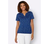 Print-Shirt CASUAL LOOKS "Shirt", Damen, Gr. 36, blau (royalblau, weiß, bedruckt), 50% Baumwolle, 50% Modal, bedruckt, gemustert, mehrfarbig, Rundhals, Shirts (38569524-36) royalblau, weiß, bedruckt