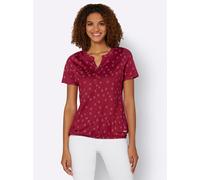 Print-Shirt CASUAL LOOKS "Shirt", Damen, Gr. 44, rot (kirsche, weiß, bedruckt), 50% Baumwolle, 50% Modal, bedruckt, gemustert, mehrfarbig, Rundhals, Shirts (89576016-44) kirsche, weiß, bedruckt