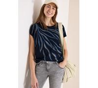 Print-Shirt CECIL, Damen, Gr. L (42), universal blau, Web, 100% Baumwolle, bedruckt, comfort fit normal, Rundhals, abgesteppt, Shirts, mit Flammgarn (56864018-L) universal blau