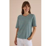 Print-Shirt CECIL, Damen, Gr. M (40), bunt (palm breeze grün), Web, 50% Baumwolle, 50% Modal, gestreift, comfort fit normal, Rundhals, normaler Saum, Shirts, im Streifendesign (60951520-M) palm breeze