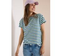 Rundhalsshirt CECIL, Damen, Gr. M (40), surf blau, Web, 50% Baumwolle, 50% Modal, gestreift, comfort fit normal, U-Boot-Ausschnitt, angesetztes Bündchen, Shirts Rundhalsshirt, im soften Baumwoll-Mix (