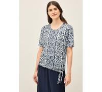 Print-Shirt CECIL, Damen, Gr. S (38), blau (universal blau), Stoff, 65% Polyester, 35% Viskose, bedruckt, normal normal, V-Ausschnitt, abgesteppt, Shirts, mit Gummizug im Bund (48265538-S) universal b