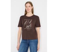 Print-Shirt CECIL, Damen, Gr. S (38), macchiato braun, Web, 100% Baumwolle, bedruckt, comfort fit normal, Rundhals, abgesteppt, Shirts, mit Wording und Print (28238109-S) macchiato braun