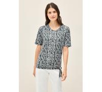 Print-Shirt CECIL, Damen, Gr. XL (44), grün (balmy khaki), Stoff, 65% Polyester, 35% Viskose, bedruckt, normal normal, V-Ausschnitt, abgesteppt, Shirts, mit Gummizug im Bund (92871963-XL) balmy khaki