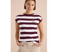 Print-Shirt CECIL, Damen, Gr. XL (44), sweet grape rot, Web, 100% Baumwolle, gestreift, normal normal, U-Boot-Ausschnitt, abgesteppt, Shirts, aus reiner Baumwolle (46568136-XL) sweet grape rot