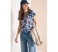 Cecil Damen T-Shirt Split Neck mit Grafikprint 50% Baumwolle/50% Modal Blau XL (44)
