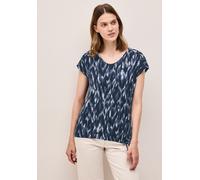 Print-Shirt CECIL, Damen, Gr. XXL (46), blau (urban navy blau), Stoff, 97% Viskose, 3% Elasthan, bedruckt, normal normal, V-Ausschnitt, abgesteppt, Shirts, aus strecthigem Viskosematerial (43670528-XX