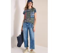 Print-Shirt CECIL, Damen, Gr. XXL (46), khaki, Web, 50% Baumwolle, 50% Modal, gemustert, comfort fit normal, U-Boot-Ausschnitt, Bündchen, Shirts, mit U-Boot-Ausschnitt (66036944-XXL) khaki